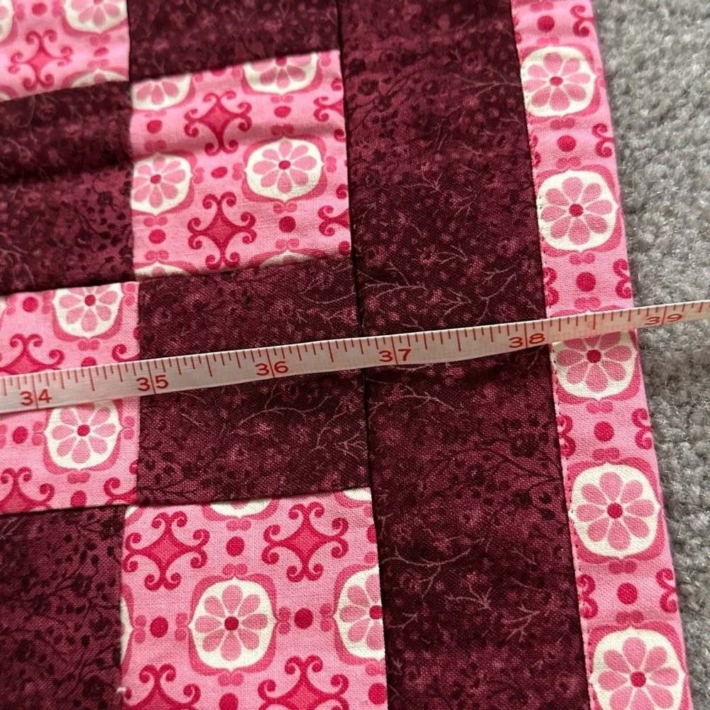 Handmade Small Quilt 39 x 39 Pink Star